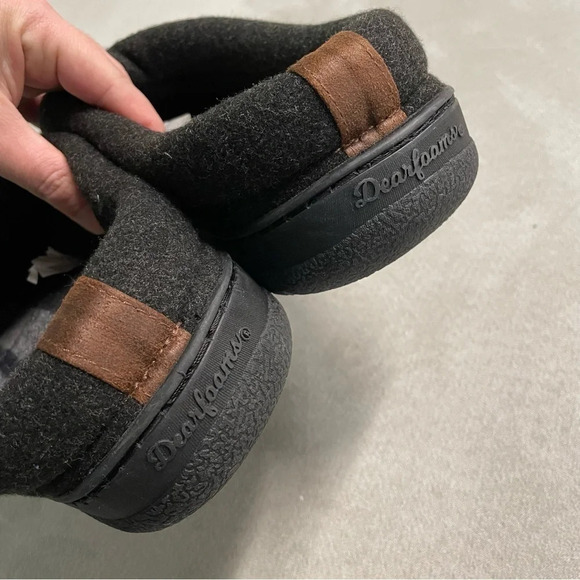Dearfoams Men's Wool Slippers Clog Shoe L 11-12 Slip On Memory Foam Black - Picture 8 of 11